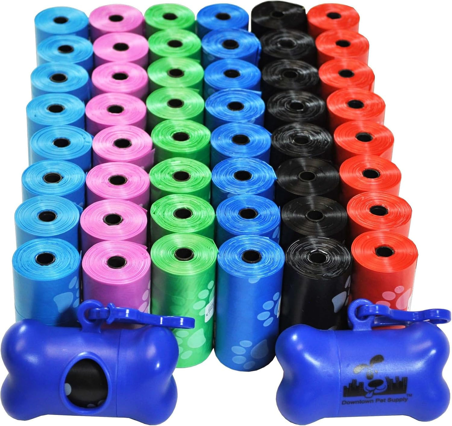 Downtown Pet Supply Poop Bags for Dogs with Dispenser, 180 Count - Leak-Proof Dog Waste Bags and Bone-Shaped Dog Poop Bags Holder for Leash - Rainbow with Paw Prints, 12.5" x 8.5" - Image 11