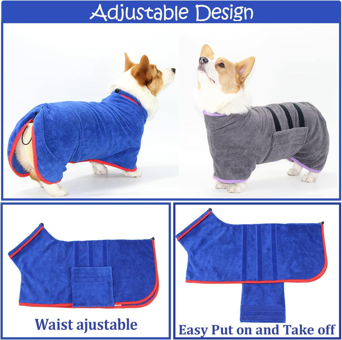 HhiMyOct pet bathrobe belly strap closure mechanism