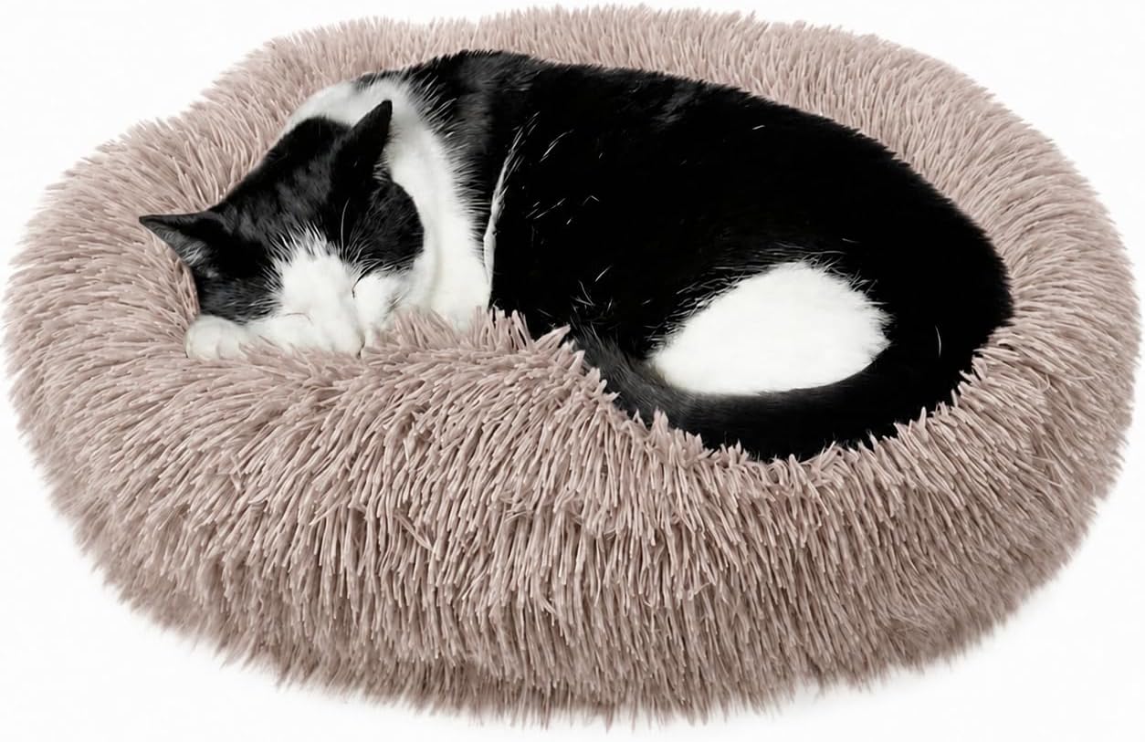 Whiskers & Friends Cat Beds for Indoor Cats, Fluffy Calming Donut Cat Bed, Small Dog Bed Washable - Orthopedic Soft Plush Pet Beds Sized for Kitten to Large Cats & Puppy to Small Dogs - Navy Grey 20'' - Image 13