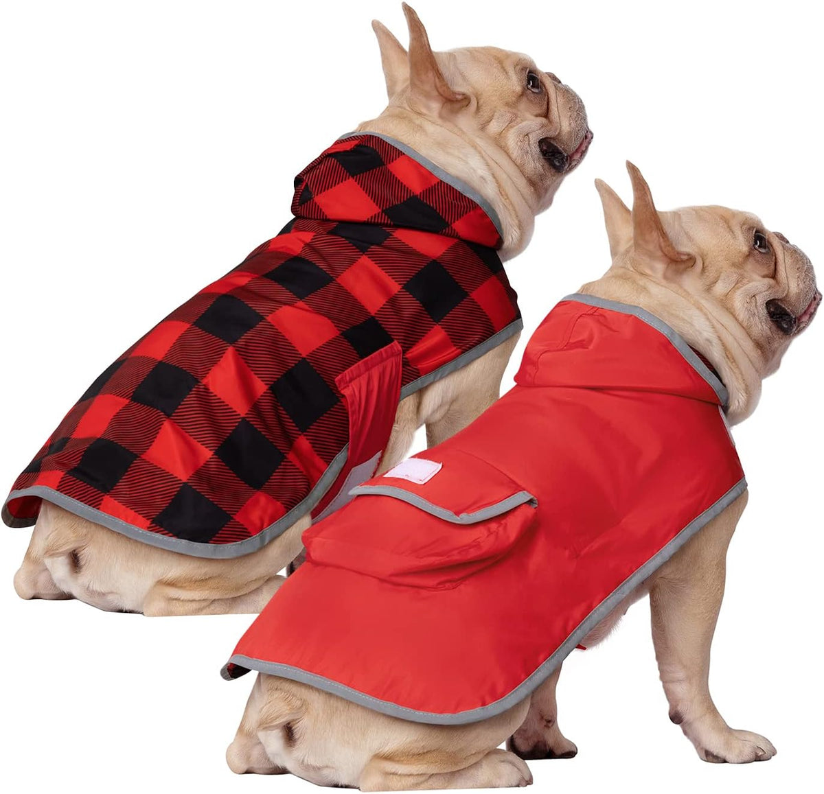 HDE Reversible Hooded Dog Raincoat Slicker Poncho for Small Medium Large Dogs - Ducks Yellow - L - Polyester - Image 11