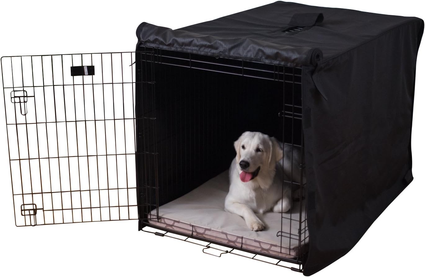 K9 Ballistics Tough Dog Crate Cover front view obsidian black heavy duty kennel accessory