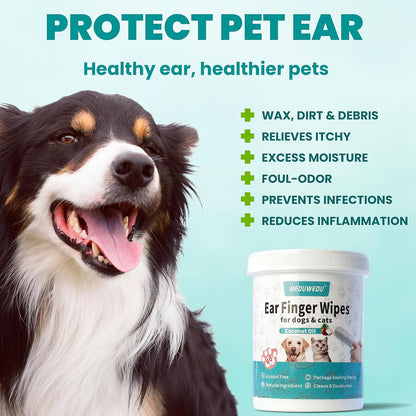 Meduwedu pet ear wipes jar showing coconut scent label