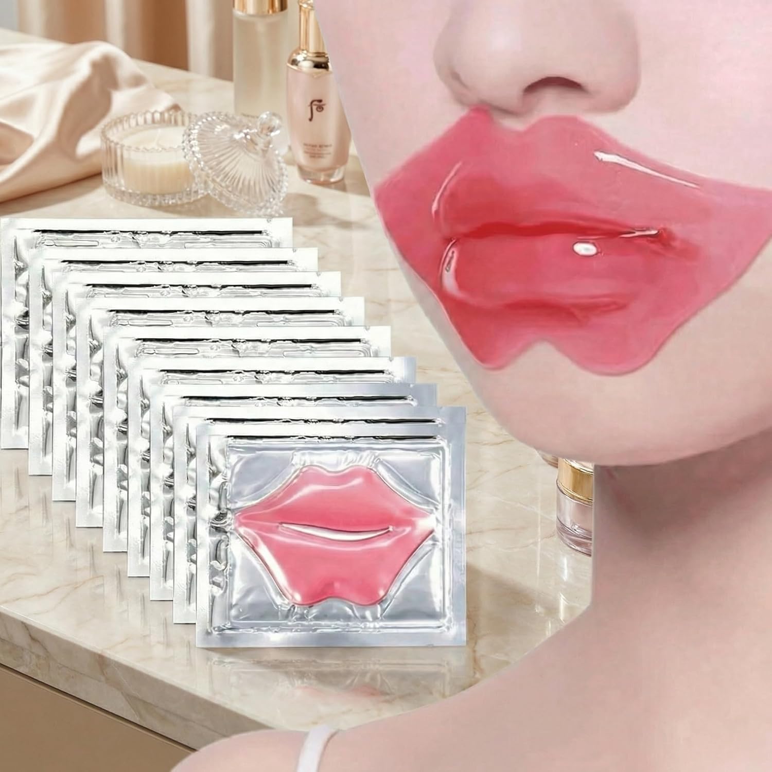Generic collagen lip mask 10 piece box front view