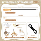 Extendable cat fishing pole toy with bird attachment