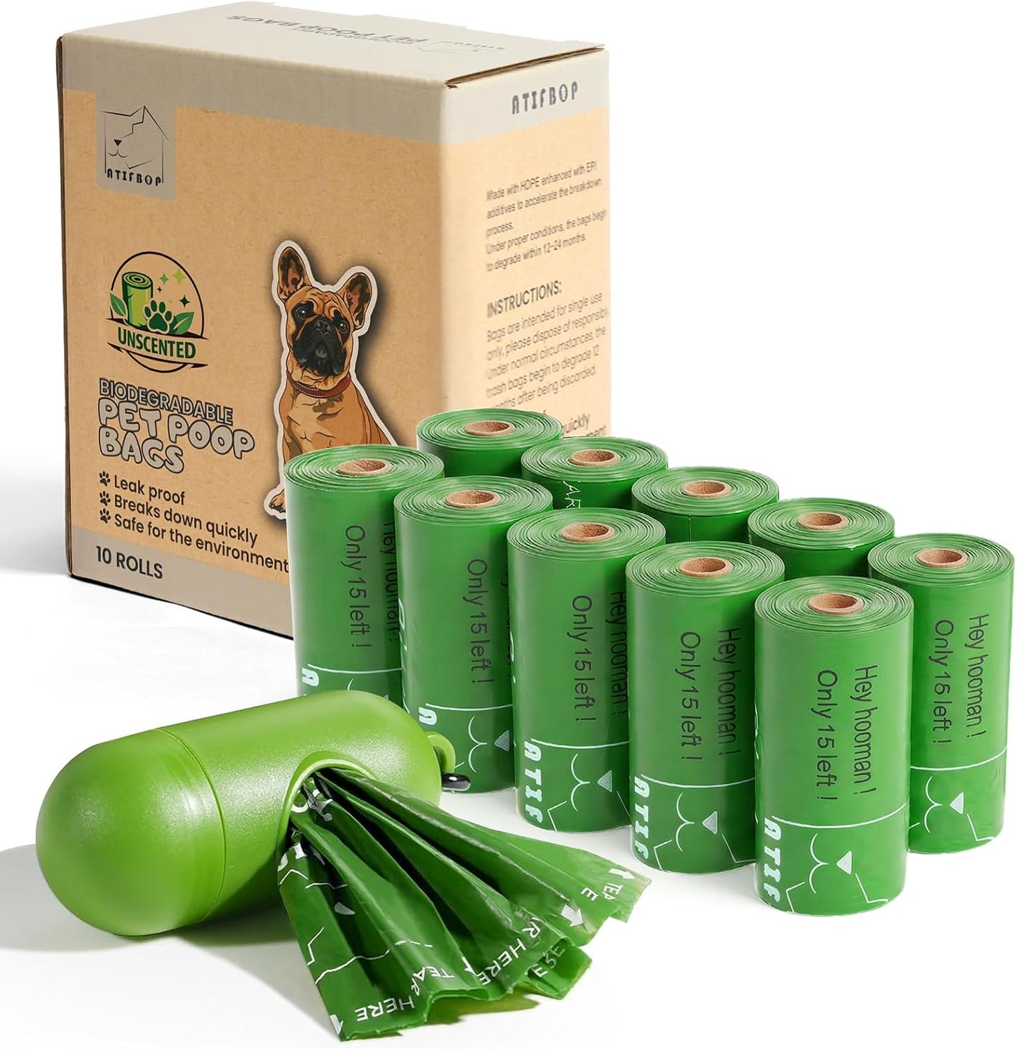 ATIFBOP Biodegradable Dog Poop Bags Rolls 360 Count Scented, Leak Proof and Extra Thick Waste Bag Refill (Scented) - Image 10