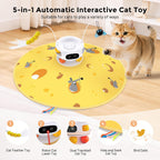 ZOMISIA 5 in 1 automatic cat toy with cheese play mat spread out.