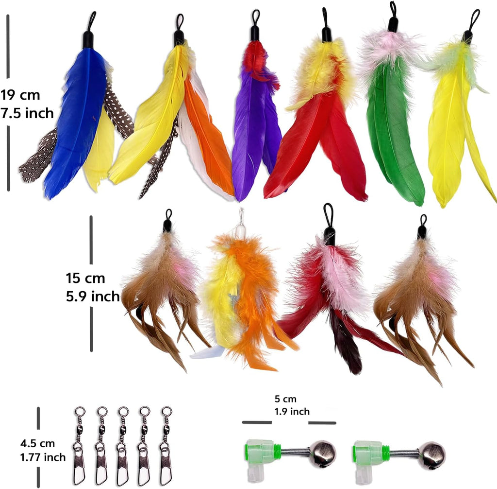 Detachable safety bells for interactive cat wand toy attachments