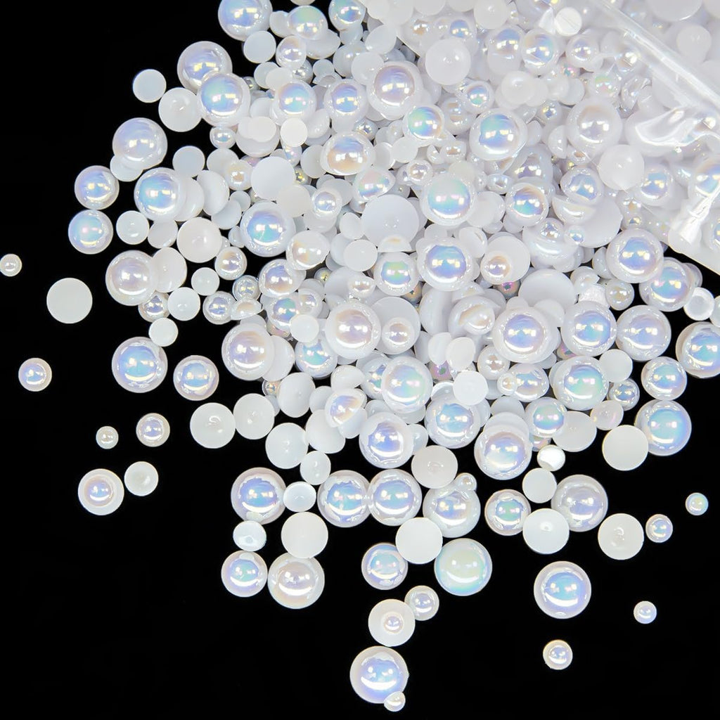 Qiipii White AB Half Round Pearls front view packaging