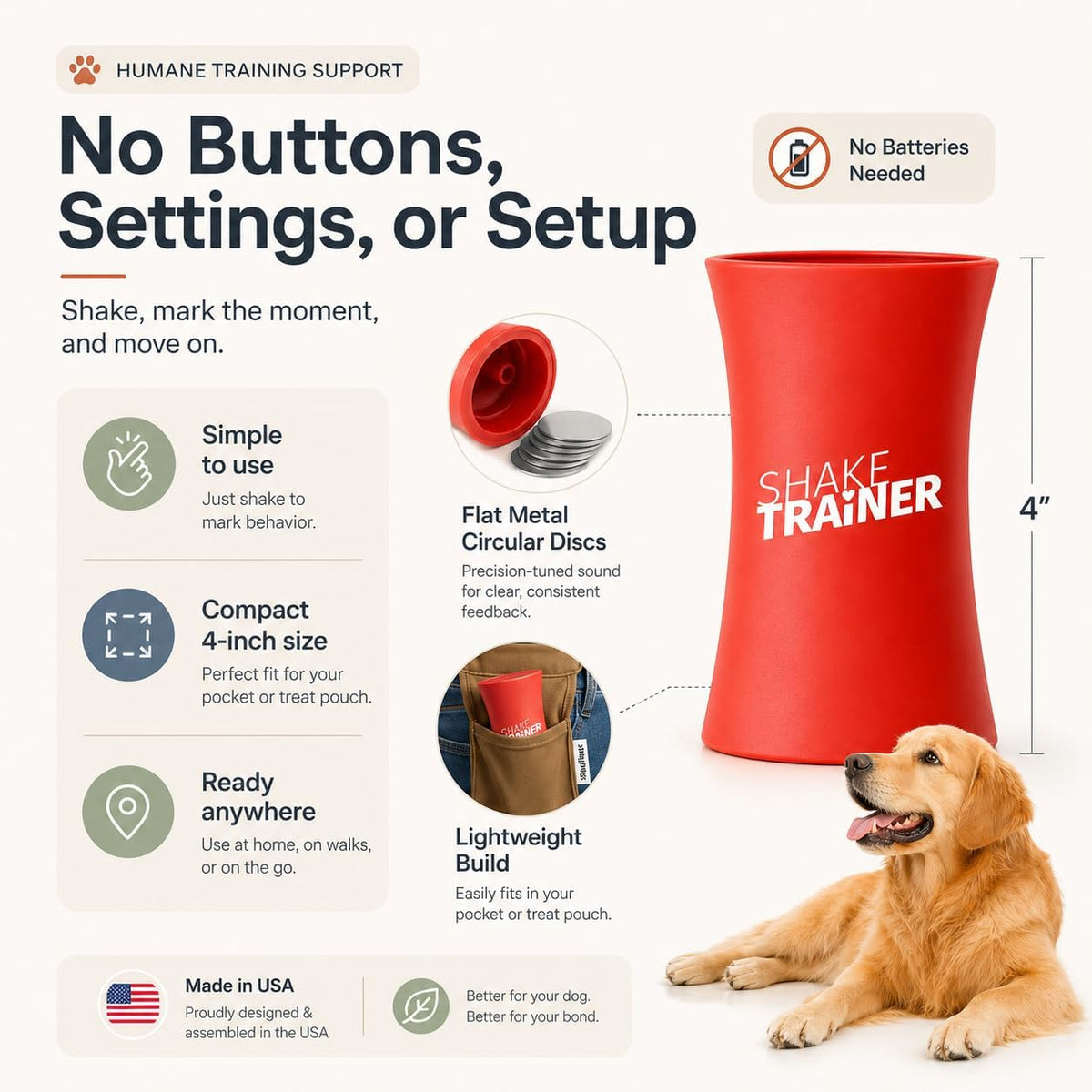 Close up of Onkey ShakeTrainer manual dog training tool