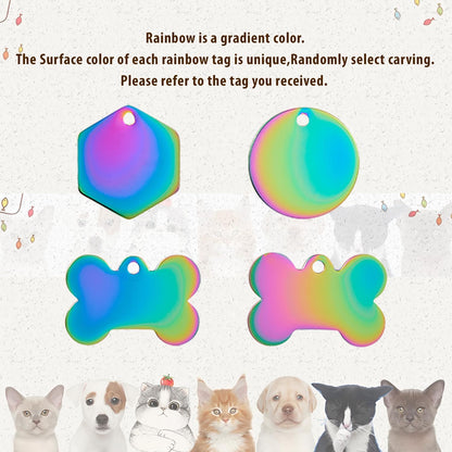 Laser engraved circle pet name tag with night sky design theme.