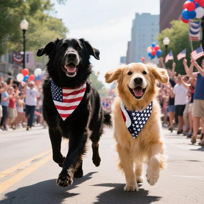 Adjustable American flag dog bandana folded for size