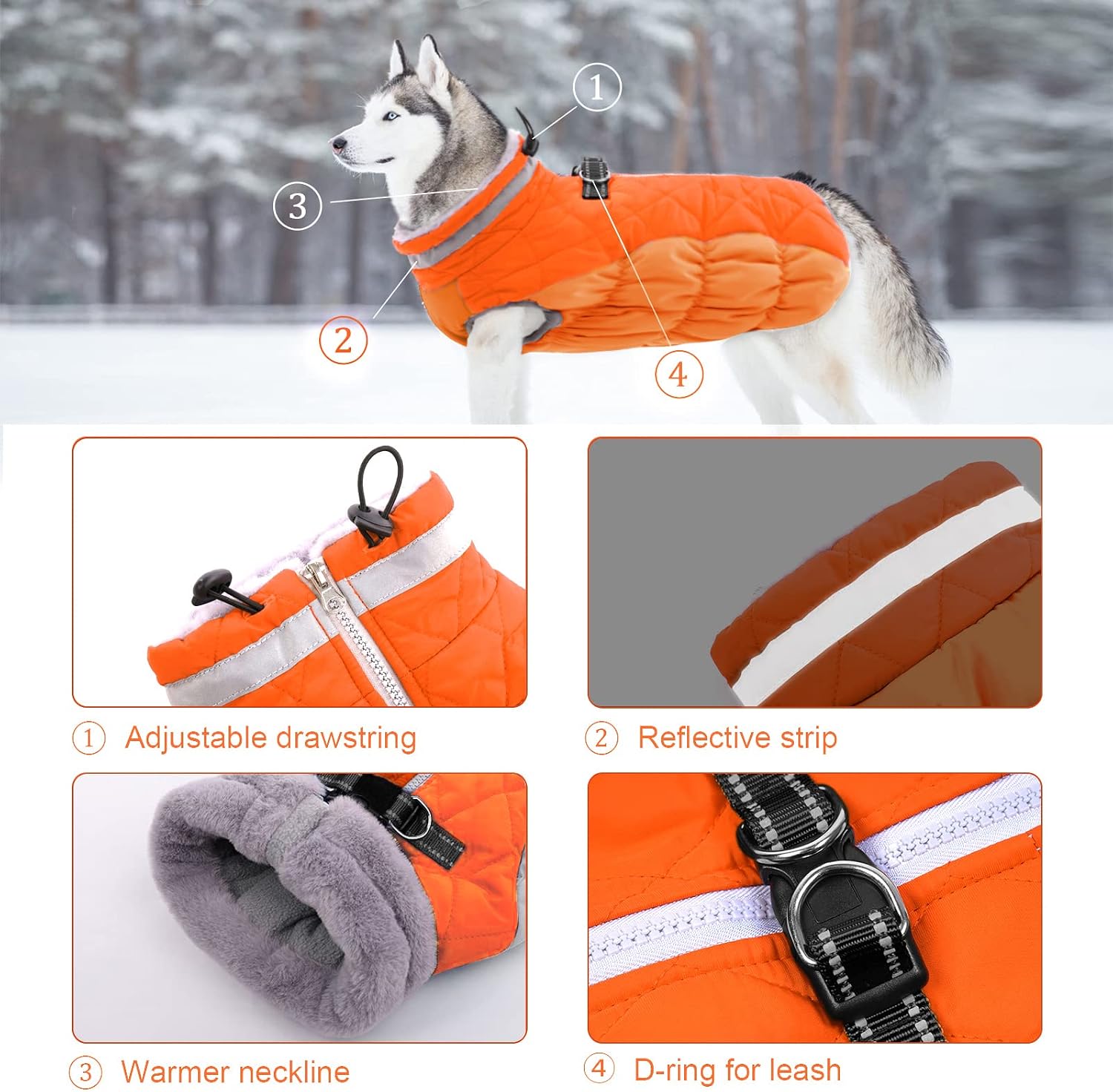 Back view of Lelepet dog vest showing leash D-ring attachment