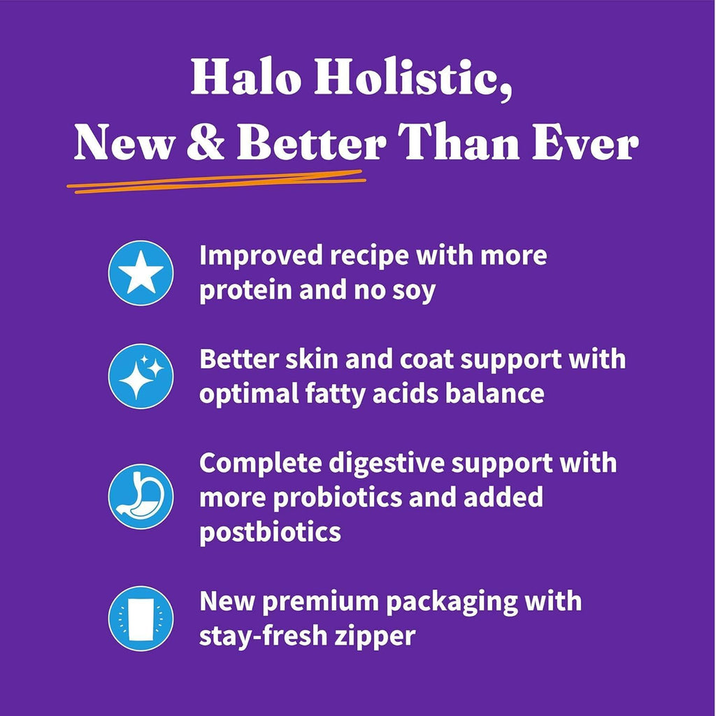 Halo Holistic Dry Cat Food for Sensitive Stomach, Wild-Caught Whitefish Natural Adult Cat Kibble with Healthy Grains, Probiotics & Omega Fatty Acids for Skin and Coat Health, 10 lb Bag - Image 9