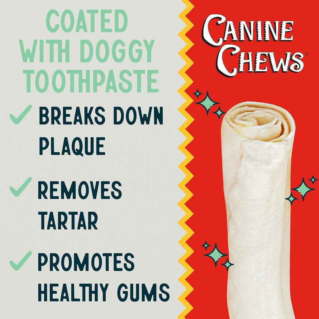 Canine Chews 10-11" Rawhide Bones for Large Dogs, Durable USA Beefhide Dog Rawhide Chews, Retriever Rolls 20 Pack (5 lbs) - Image 11