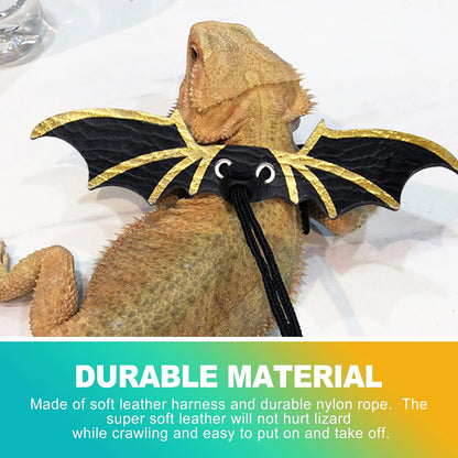 Durable nylon walking rope leash with metallic clip attached to a reptile harness