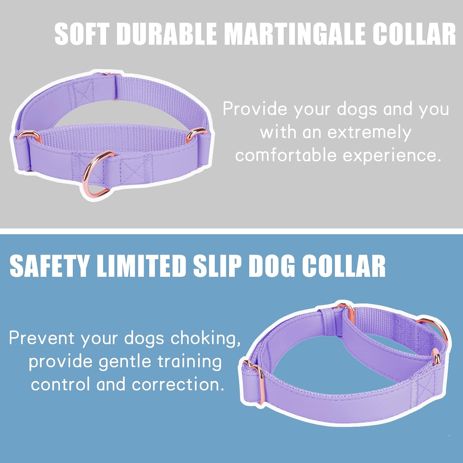 AaufiLux adjustable purple training collar with rose gold hardware