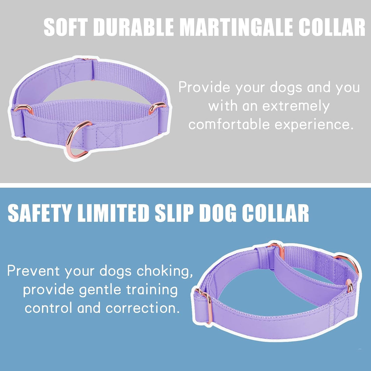 AaufiLux adjustable purple training collar with rose gold hardware