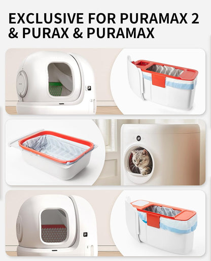 PETKIT automatic cat litter box trash bags being inserted into the waste drawer