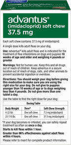 Advantus fast acting flea chewable tablets for dogs twenty three to one hundred ten pounds