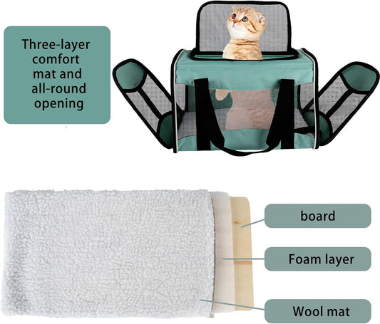 Small Animal Travel, Carrier for Hedgehog Rat Parrot Bird Guinea Pig, Lizards Carrier, Soft Sided Travel Carrier Portable Guinea Pig Up to 10 Lbs (15 * 10 * 10, Green) - Image 2