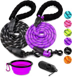 Complete pet outdoor walking kit including two leashes and waste bag dispenser.