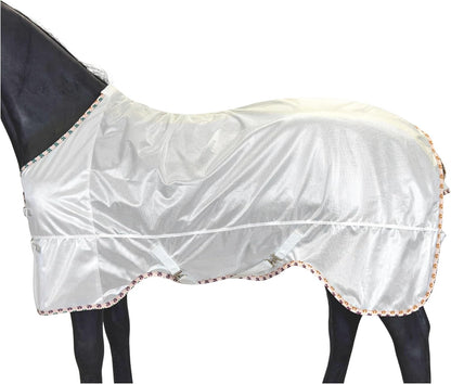 BARN & STABLE Breathable and UV Protective Tear-Resistant Mesh Horse Fly Sheet Comfy Equine Summer Sheet with Removable Web Leg Straps (White - Loose Fit, 78 in) - Image 11