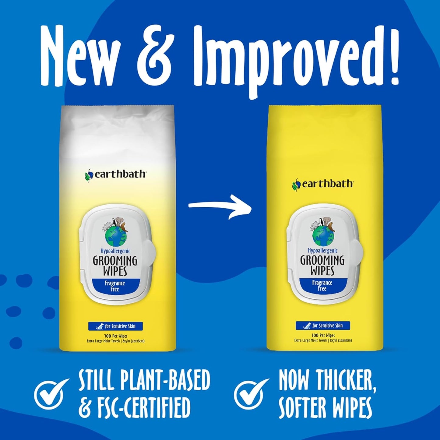 Close up of Earthbath pet wipes label showing plant based ingredients