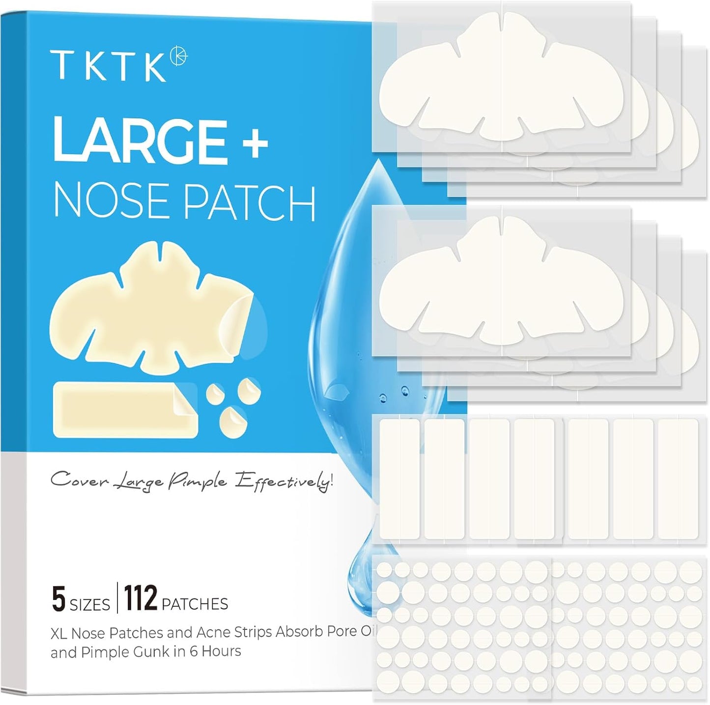 TKTK Hydrocolloid Nose Patches front view showing the product packaging for acne care.