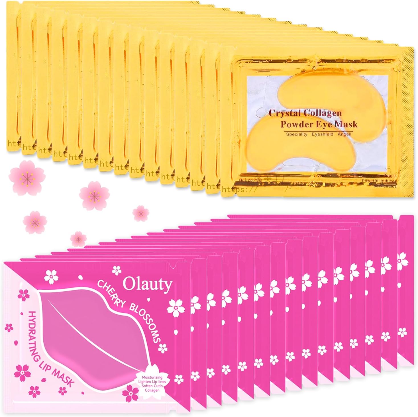 Miniling 24K gold eye masks and lip masks package front view featuring thirty pairs of skincare patches.