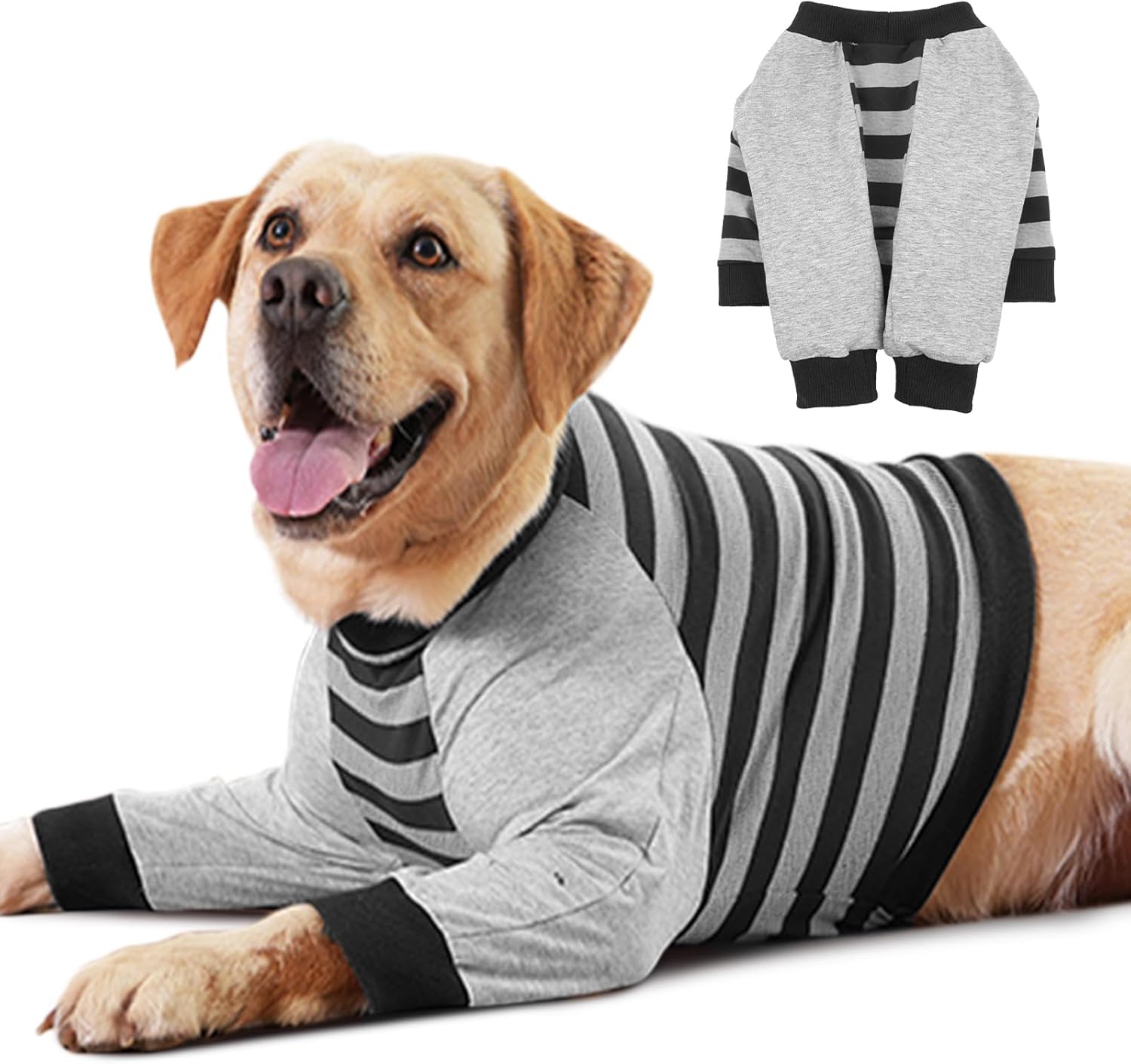 FUAMEY Dog Recovery Sleeve with Elbow Protector,Dogs Shirt Stop Licking Joints,Pet Long Sleeve Suit Protecting Dog's Front Leg Arm Wounds Cover Skin Conditions Blue Stripe XL - Image 9