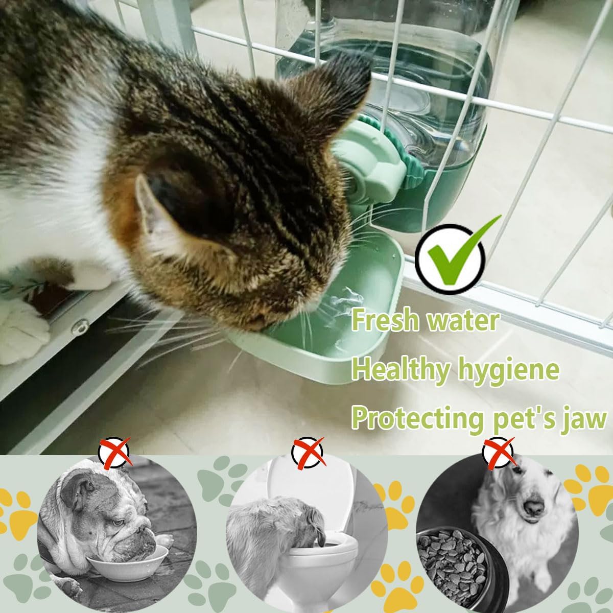 35oz Hanging Automatic Rabbit Water Dispenser, Cage Water Bottle Auto Gravity Pet Water Station for Small Animals, Puppy Kitten Rabbit Chinchilla Hedgehog Ferret, 1L(Green) - Image 4