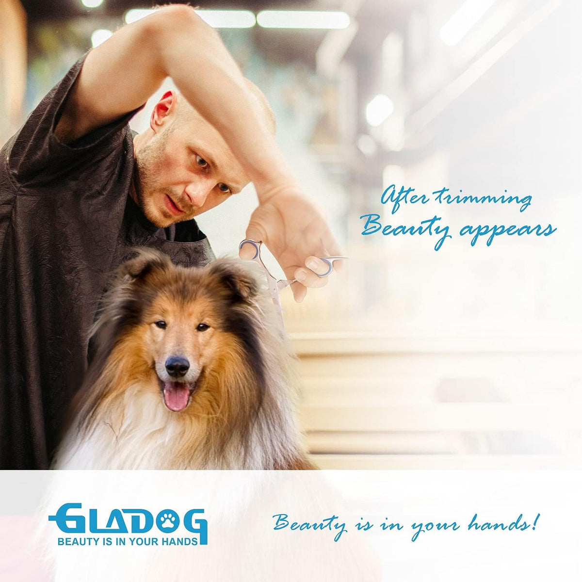 Professional dog comb and cleaning cloth included in the gladog pet grooming set.