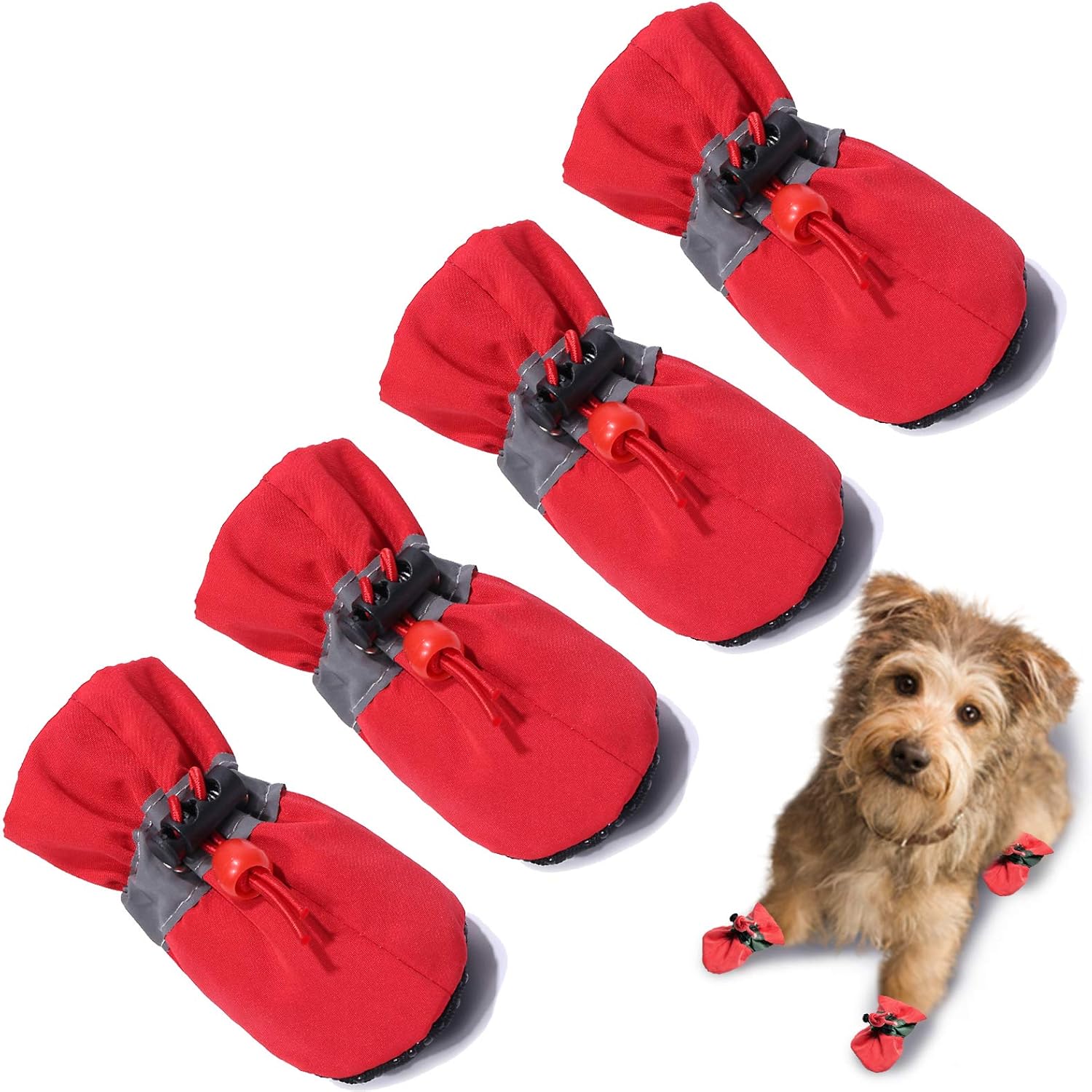 Dog Shoes for Hot Pavement, Summer Dog Boots & Paw Protector, Anti-Slip Sole Dog Booties with Reflective Straps Dog for Small Medium Dogs 4PCS (A-Pink, Size 3: 1.37"(Width)) - Image 13