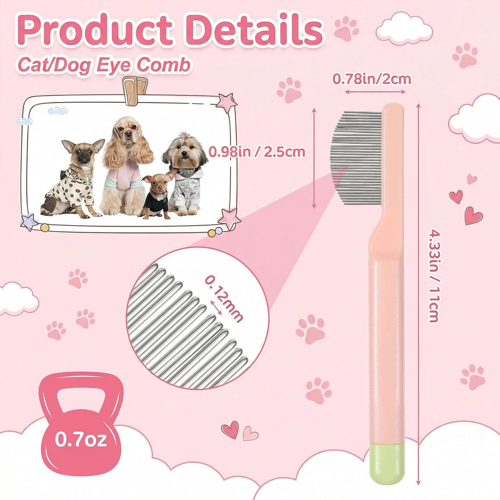 Tyqour stainless steel eye comb for small dogs