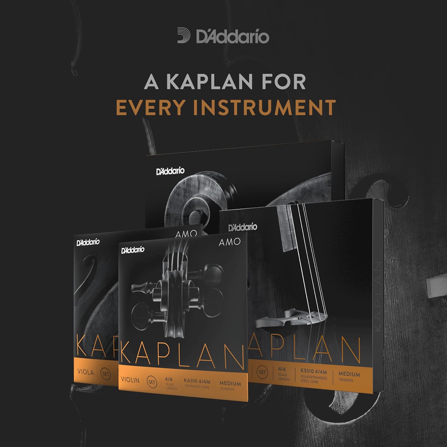 D'Addario K610 3/4L upright bass strings showing the silver ball ends and premium steel construction details.