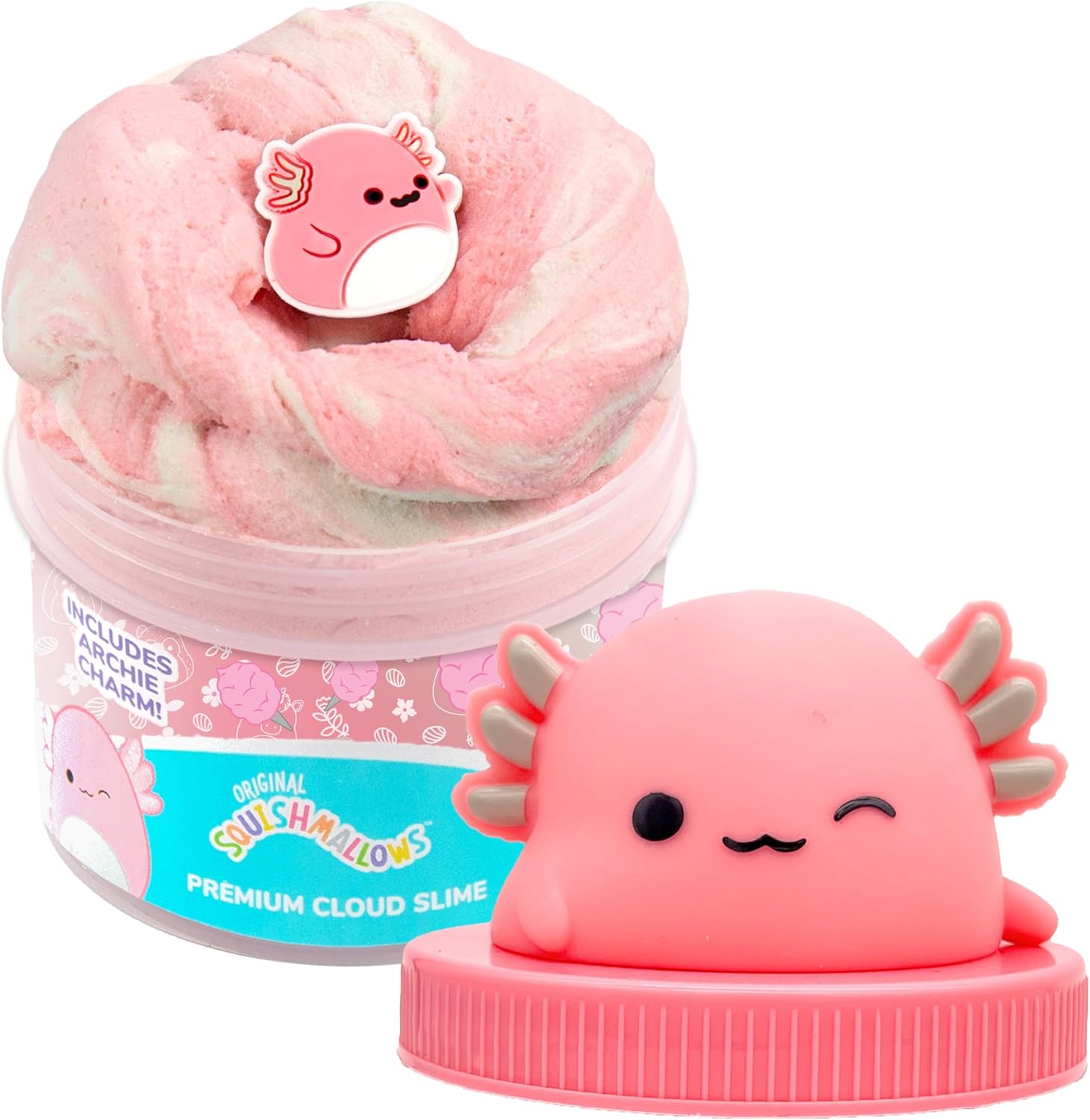 Squishmallows Archie the Axolotl Premium Cloud Slime container front view