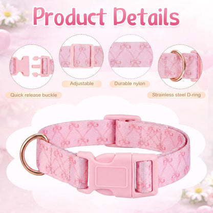 Close-up view of the heavy-duty ABS plastic buckle and metal D-ring attachment on the pink sheep collar.