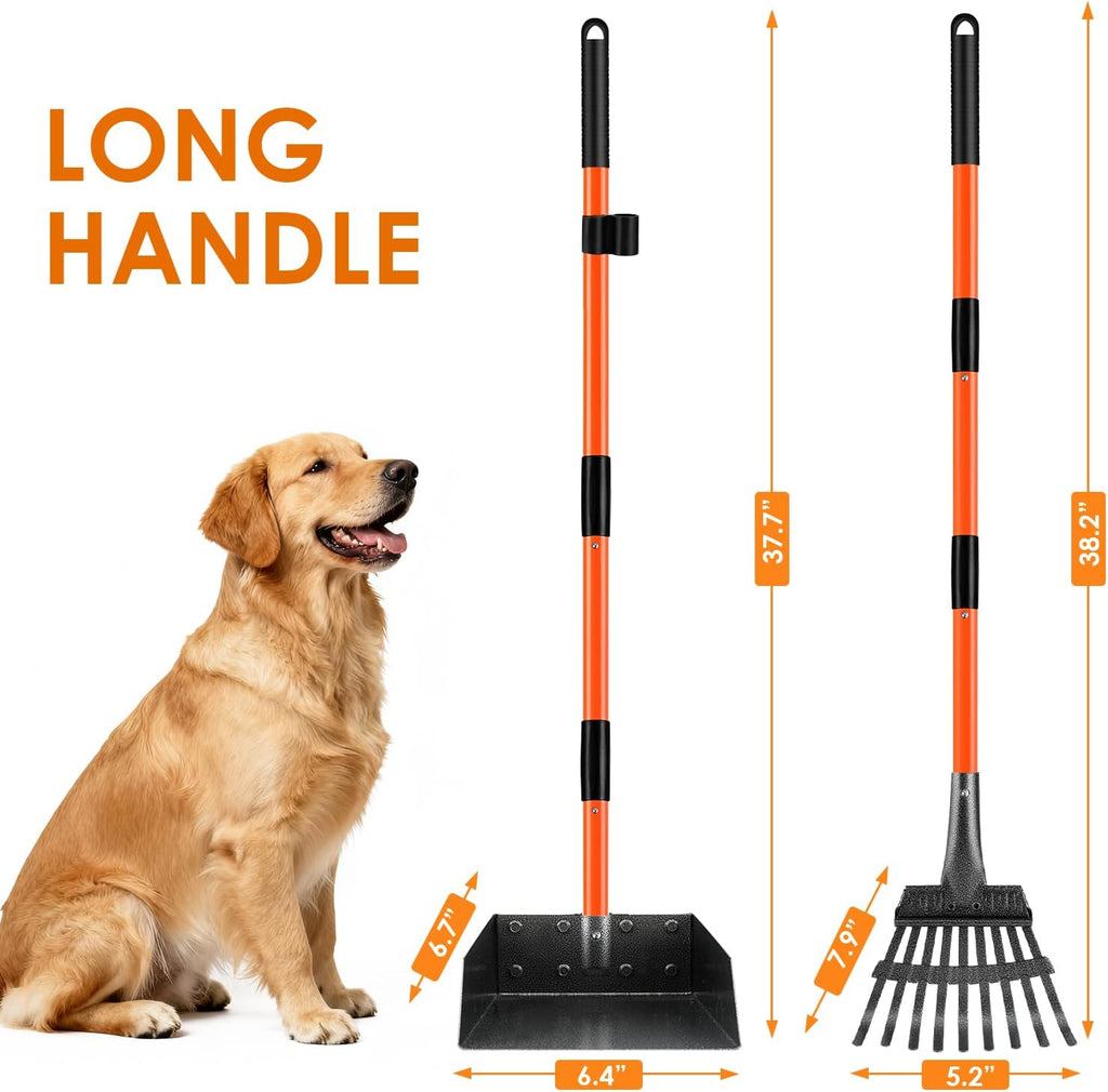 Ergonomic no bend adjustable handle design for comfortable pet waste management.