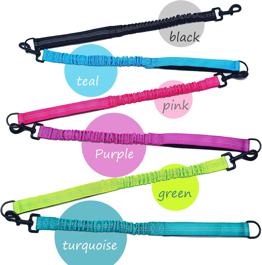 Two Mycicy black leash extenders connected together for multi dog walking
