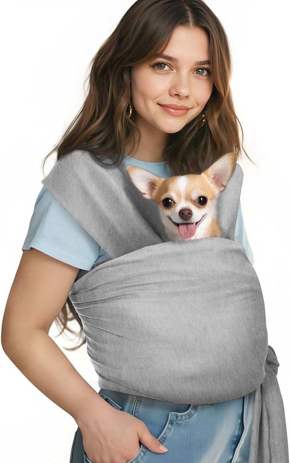 Pawaboo Pet Sling Carrier for Small Dogs and Cats, Hands Free Dog Carrier Sling, Anti-Anxious Soft Cotton Front Facing Cat Carriers Papoose, Puppy Kitten Pouch Reduce Back Neck Pain, Black - Image 12