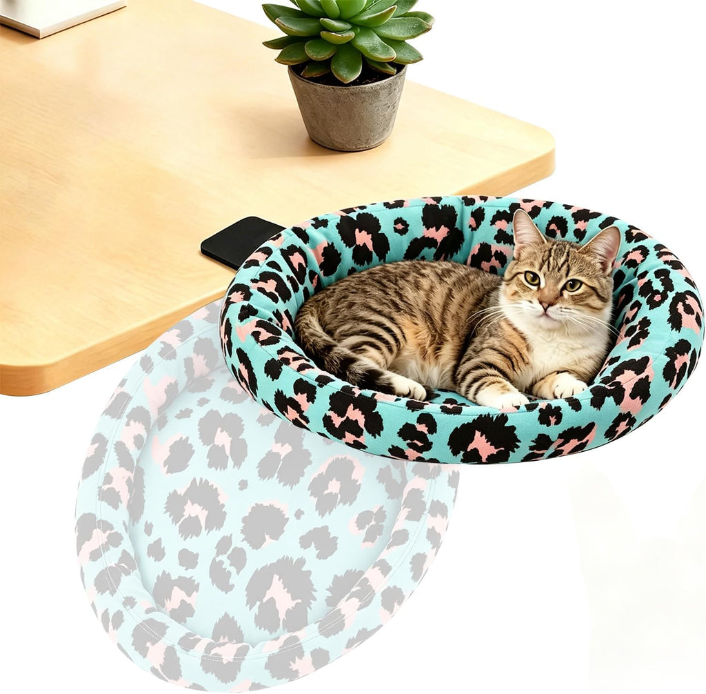 Pawaboo Cat Desk Bed, Sunken Cats Hammock with Steel Clamp Hold up to 40lbs, One-click Foldable Cat Side Table Beds with Soft Plush, Reversible & Washable Hanging Cats Bed for Game Office Home Desktop - Image 9