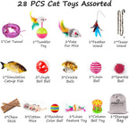 Kitten playing actively with Mibote variety pack accessories indoors