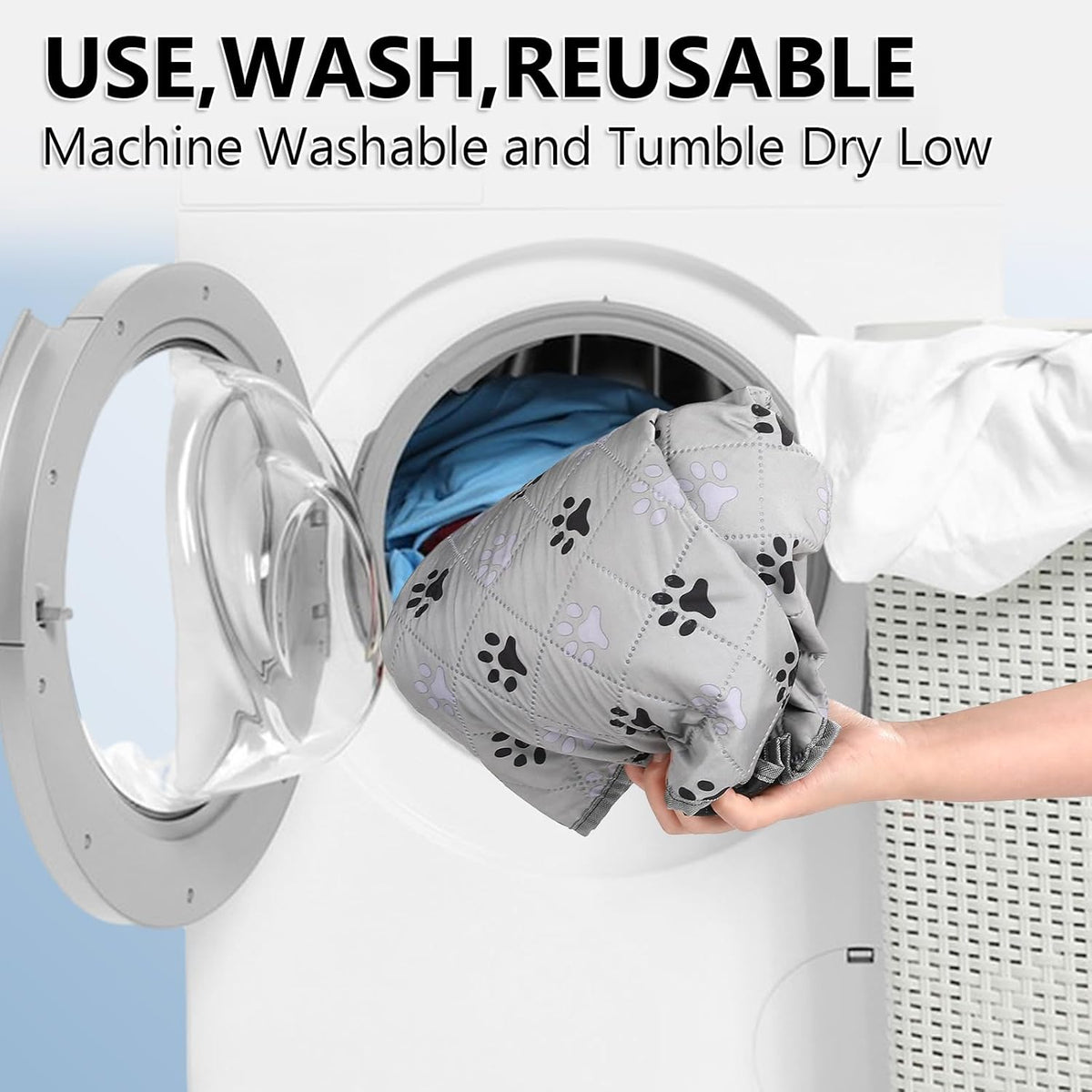 Folded Furwey washable dog pee pads showing portability for travel