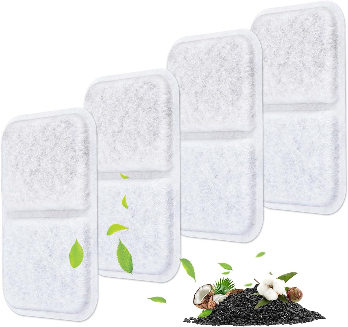 A side view demonstrating the thickness and dual texture composition of the activated charcoal pet filter pad.