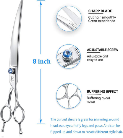 Right handed professional pet grooming scissors with protective storage case