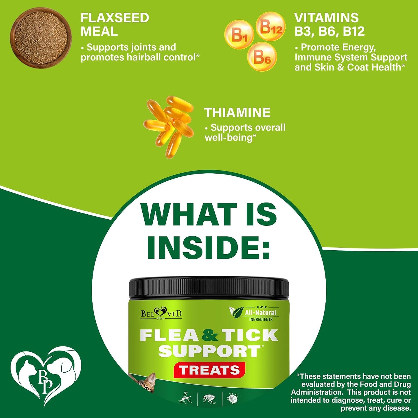 Beloved Pets oral flea defense treats for dogs and cats nutritional facts