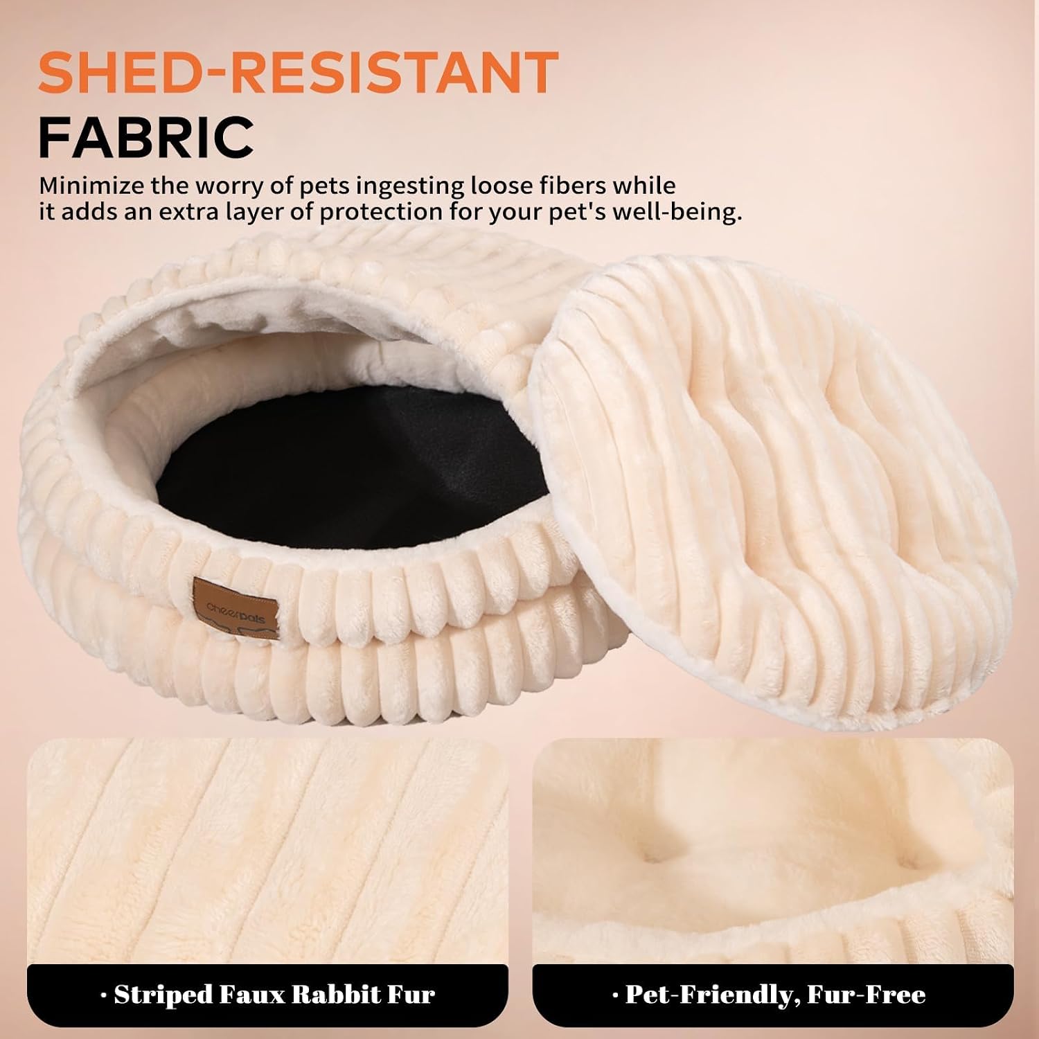 Cheerpals hooded pet bed with removable cushion exposed