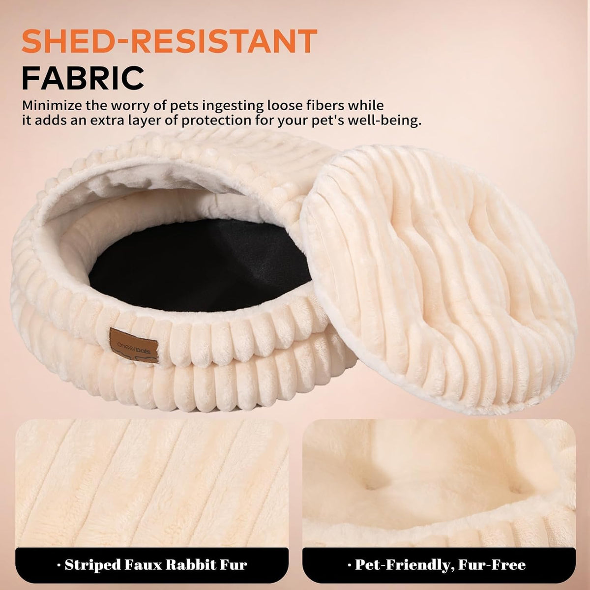 Cheerpals hooded pet bed with removable cushion exposed