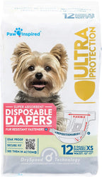 Paw Inspired disposable dog diapers small size 12 count pack back view