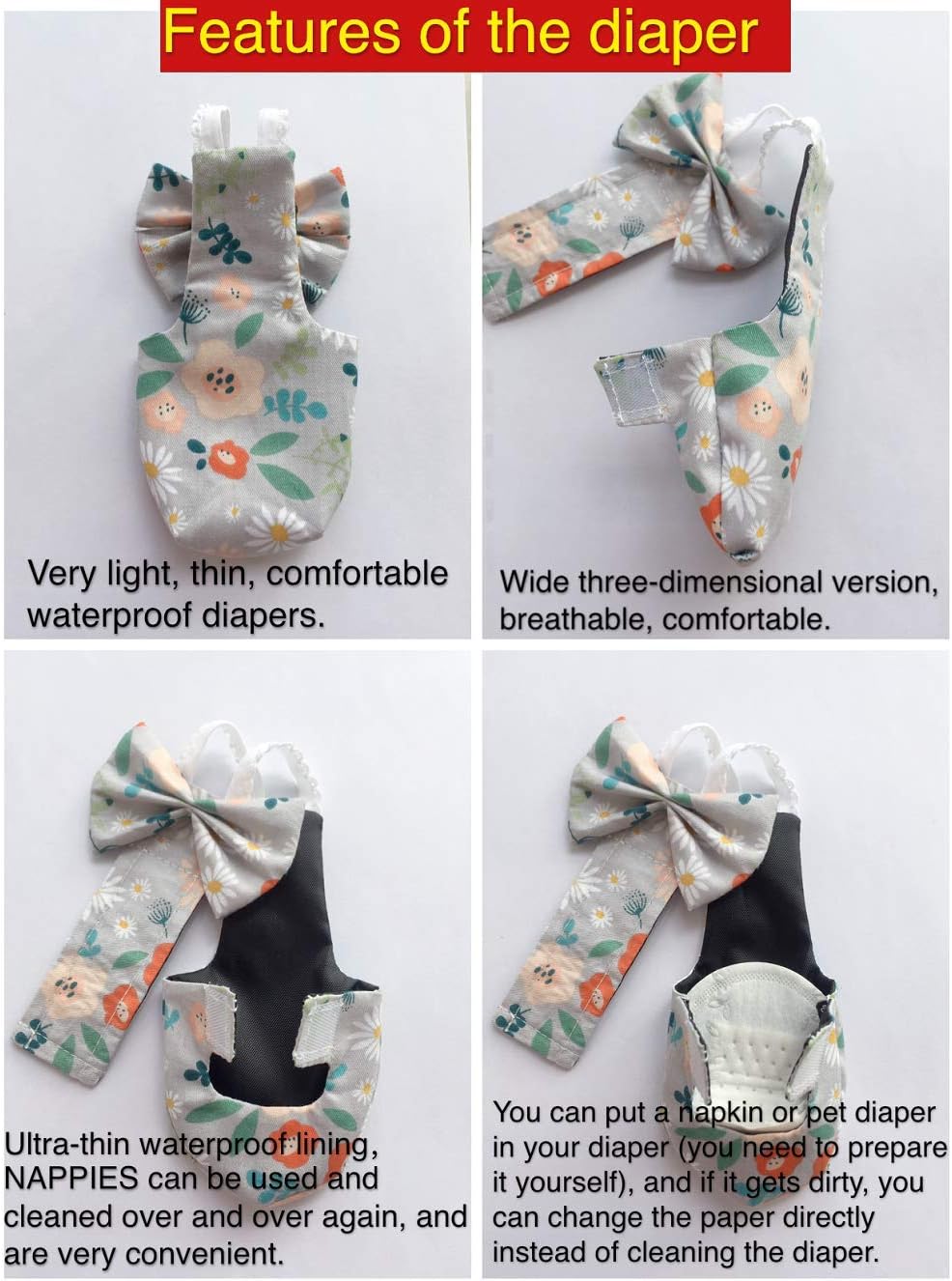 Instructions for inserting absorbent pad into poultry diaper